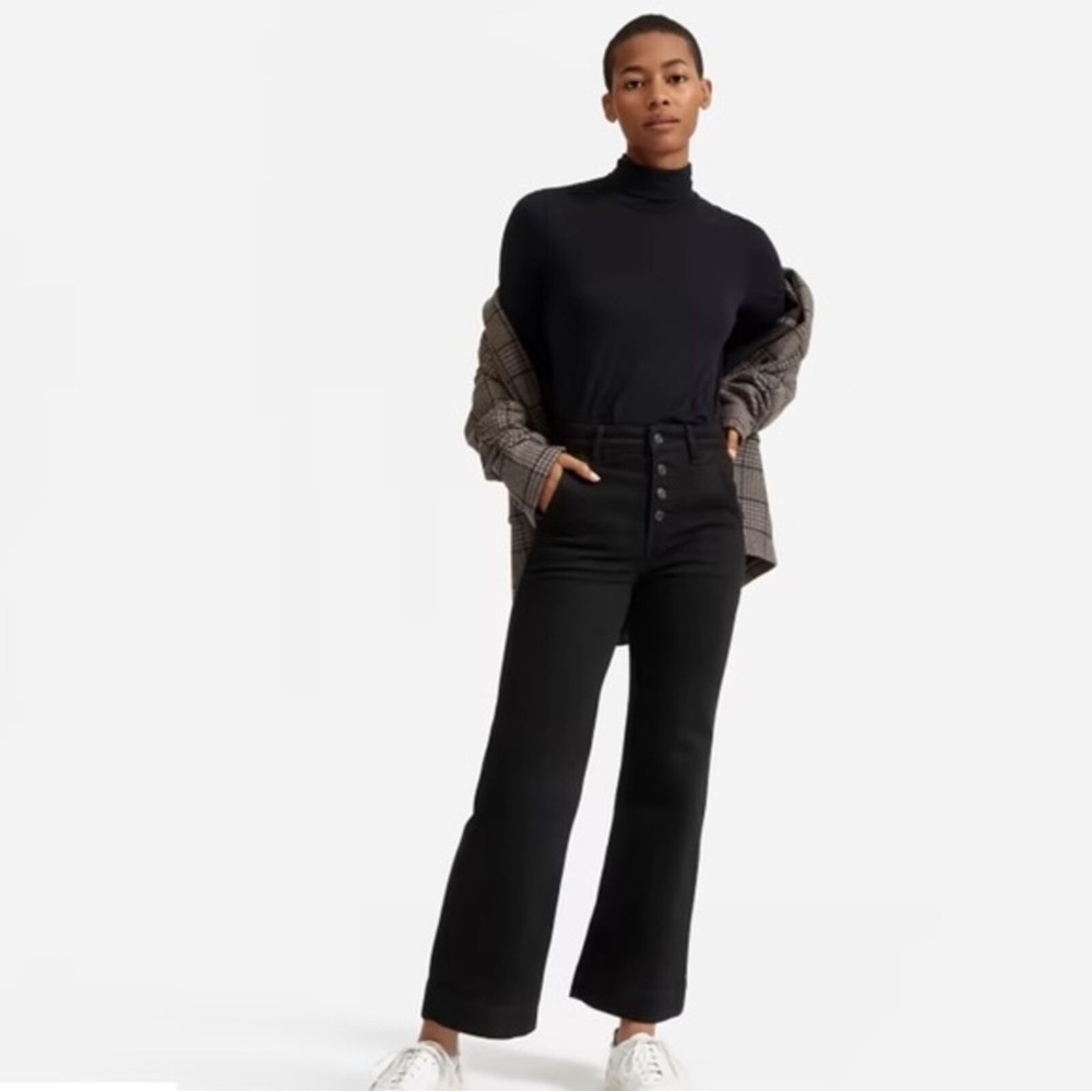 Everlane The Button-Fly Wide-Leg Jean Ankle 25 Black